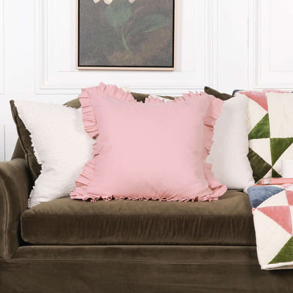 Wild Rose Pink Cotton Frill 55cm Cushion Cover