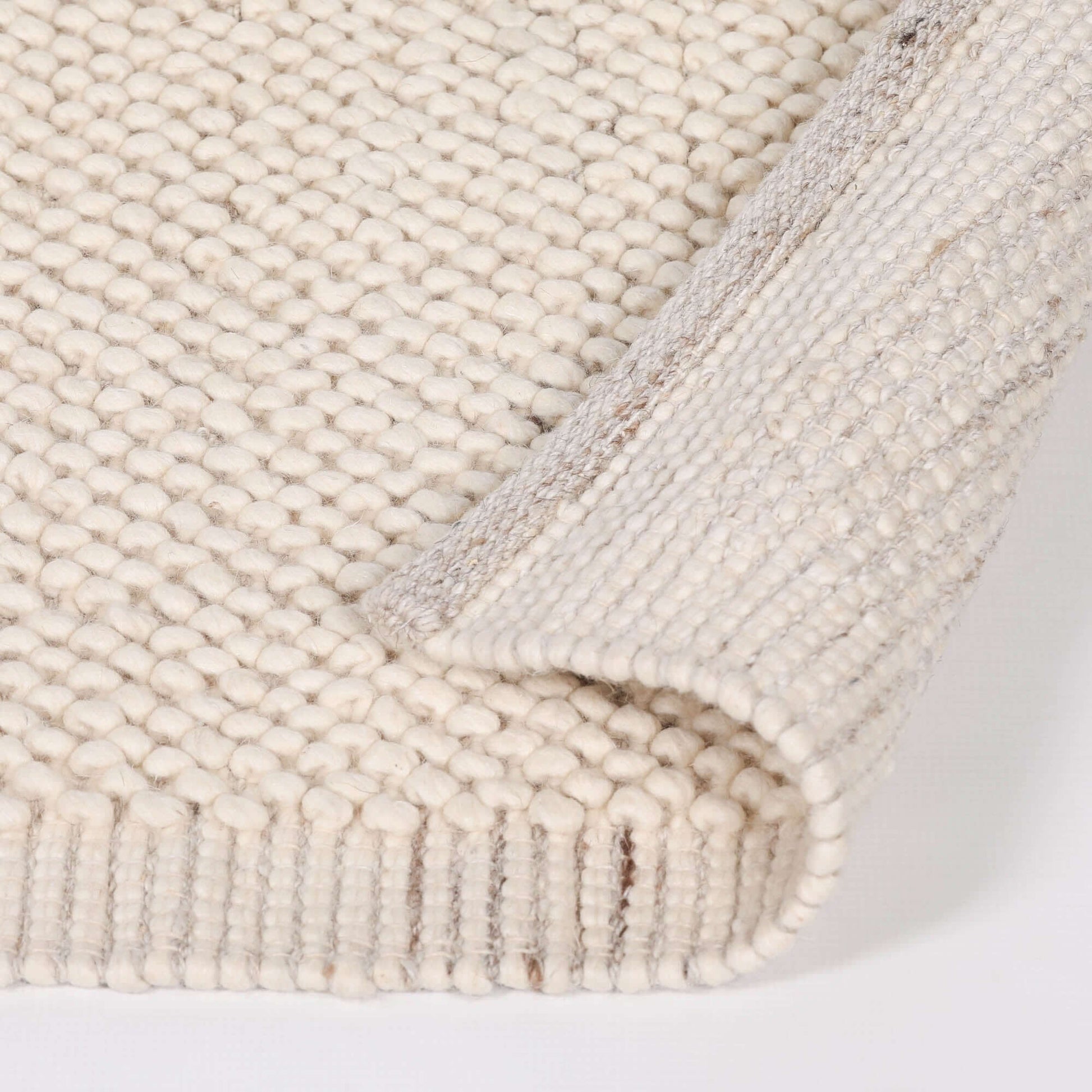 Ivory Pebble Wool Border Rug 260x180cm