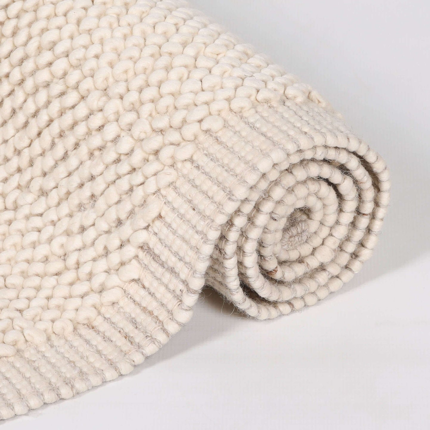 Ivory Pebble Wool Border Rug 170x120cm