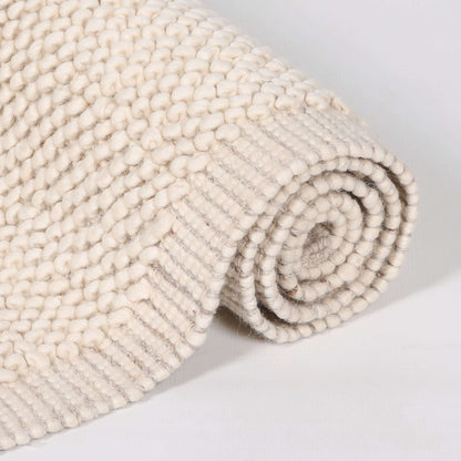 Ivory Pebble Wool Border Rug 170x120cm