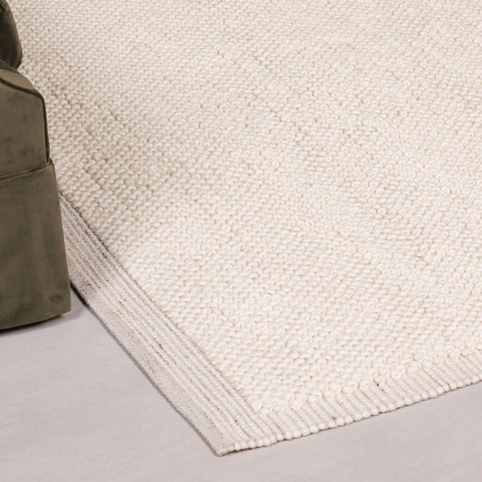 Ivory Pebble Wool Border Rug 170x120cm