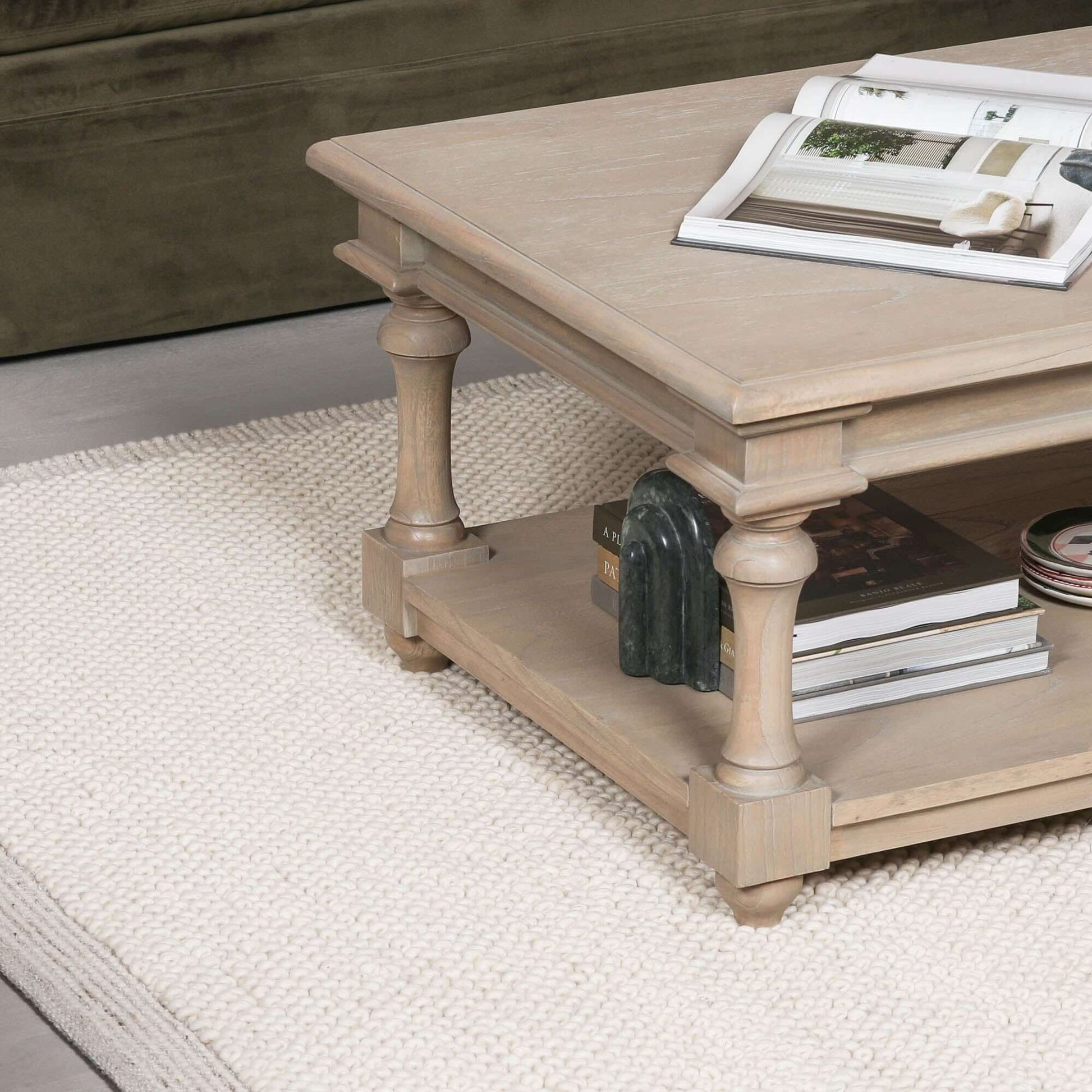 Ivory Pebble Wool Border Rug 260x180cm