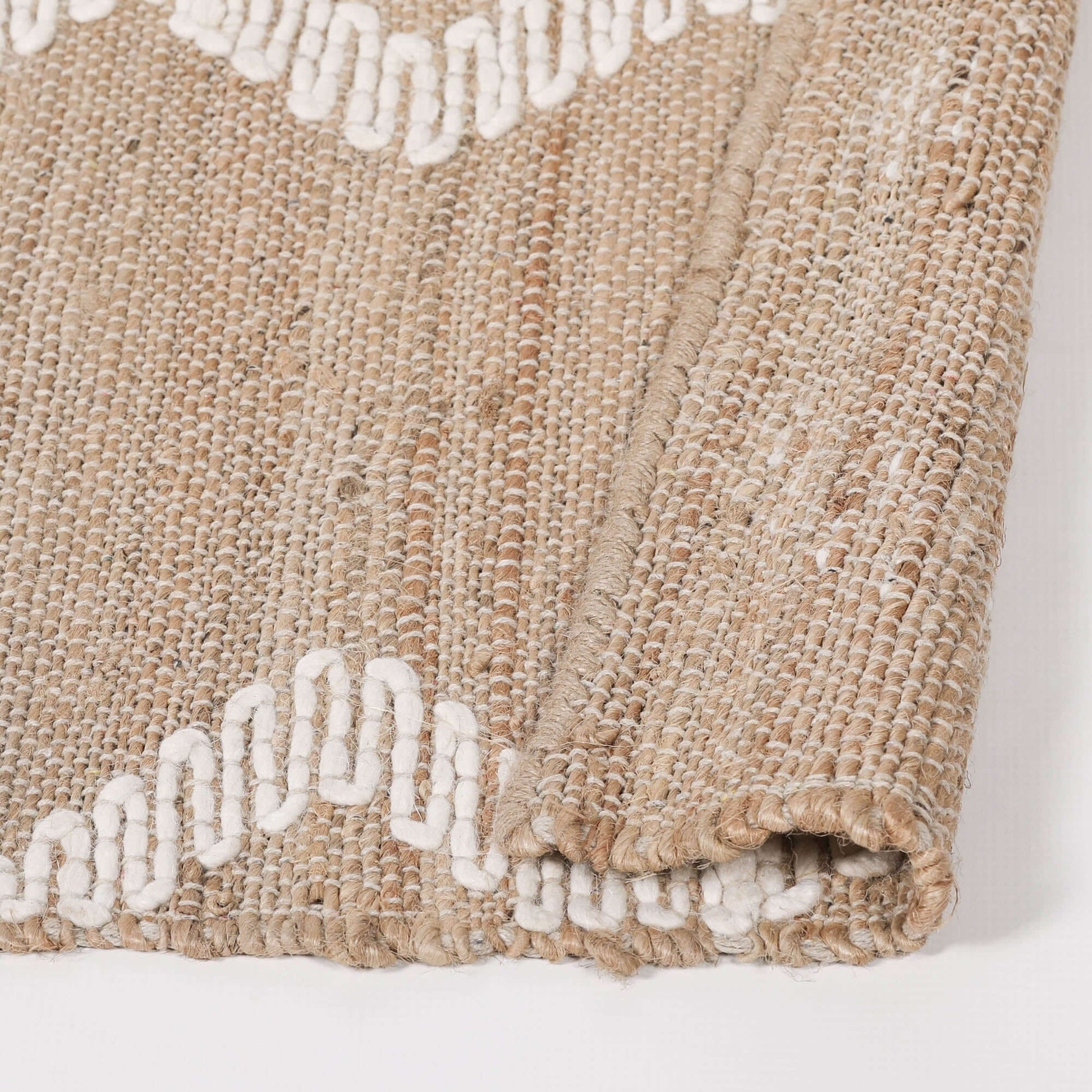Woven Jute Rug with Wool Pattern 260x180cm