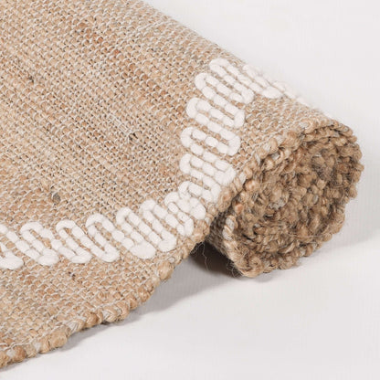 Woven Jute Rug with Wool Pattern 230x160cm