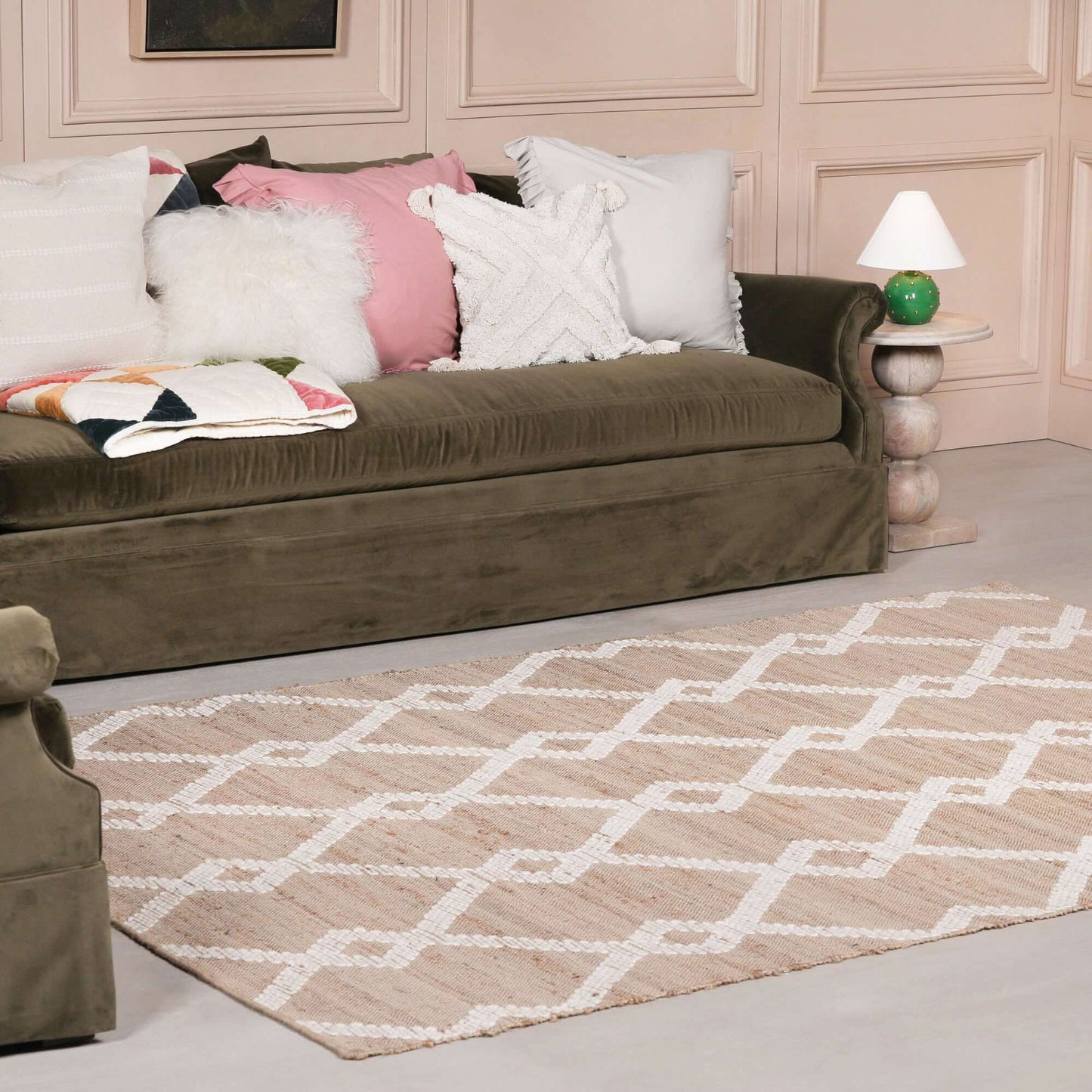 Woven Jute Rug with Wool Pattern 230x160cm