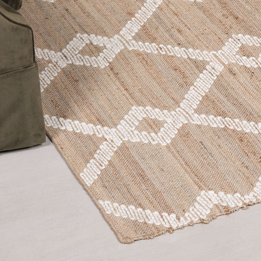 Woven Jute Rug with Wool Pattern 230x160cm