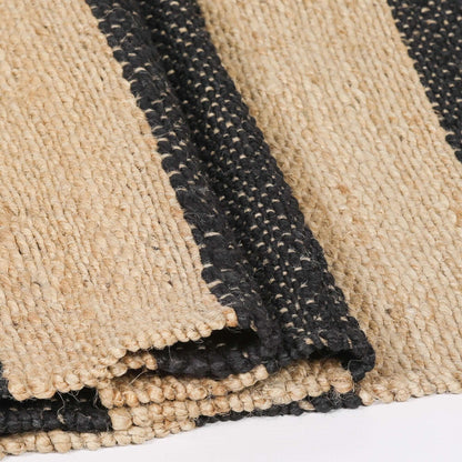 Jute Black Stripe Rug 170x120cm