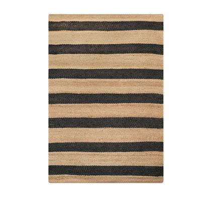 Jute Black Stripe Rug 170x120cm