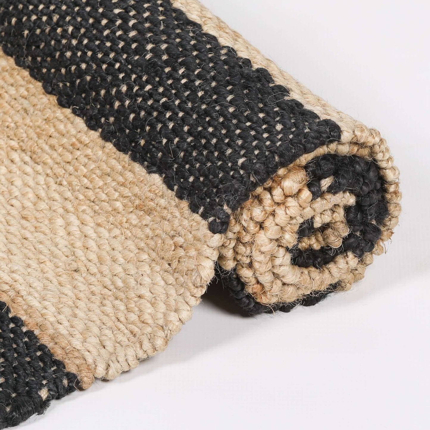 Jute Black Stripe Rug 170x120cm