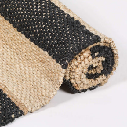 Jute Black Stripe Rug 170x120cm