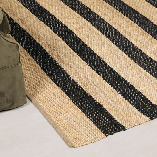 Jute Black Stripe Rug 170x120cm