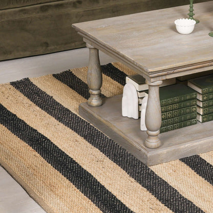Jute Black Stripe Rug 230x160cm