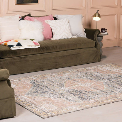 Marine Pink Chenille Washed Rug 260x180cm