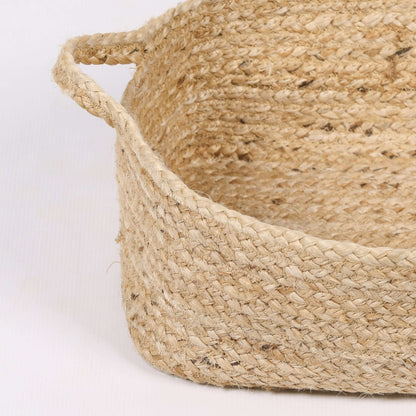 Jute Magazine Storage Basket made of natural jute, featuring sturdy handles, perfect for organizing magazines.