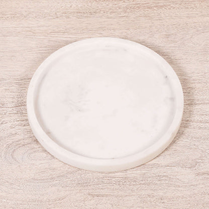 Round 25cm Natural White Marble Tray