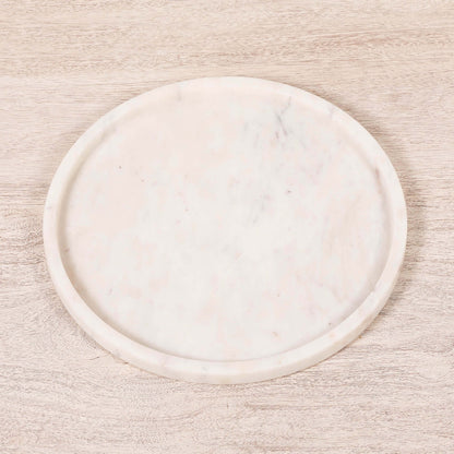 Round 30cm Natural White Marble Tray