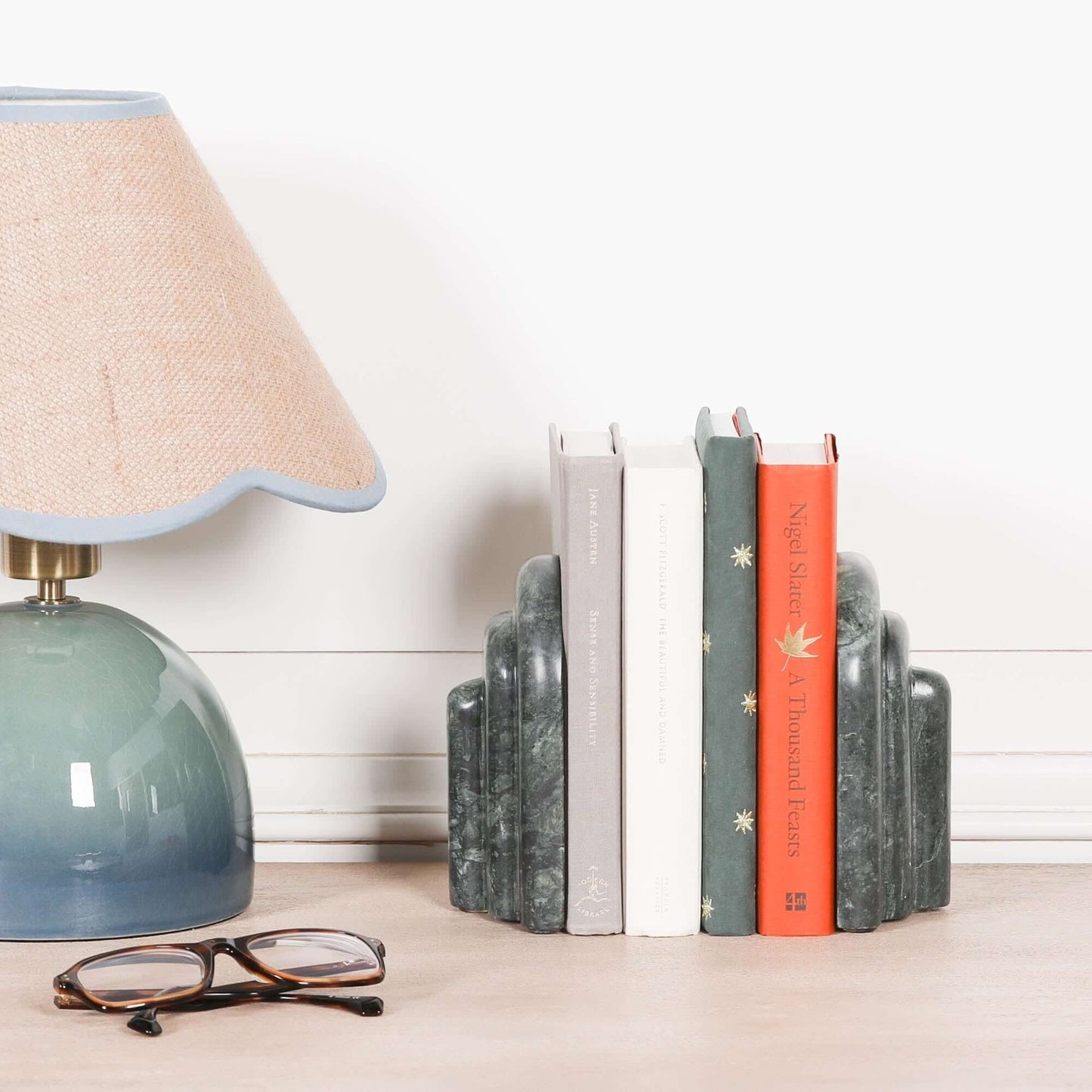 Natural Green Marble Bookends