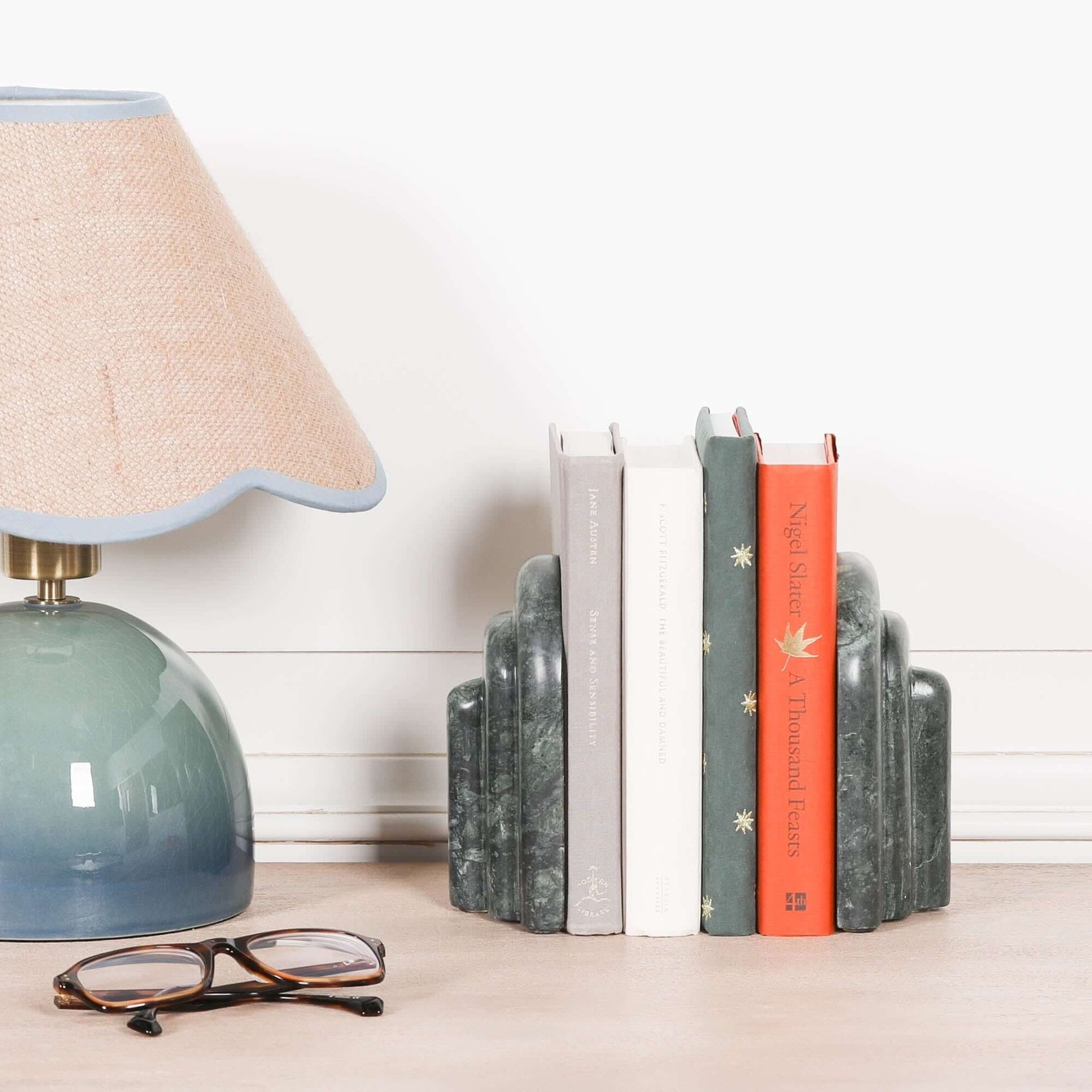 Natural Green Marble Bookends