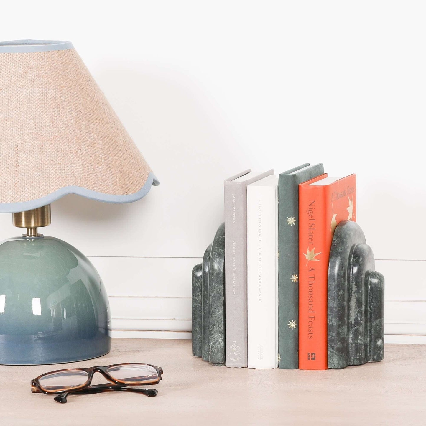 Natural Green Marble Bookends