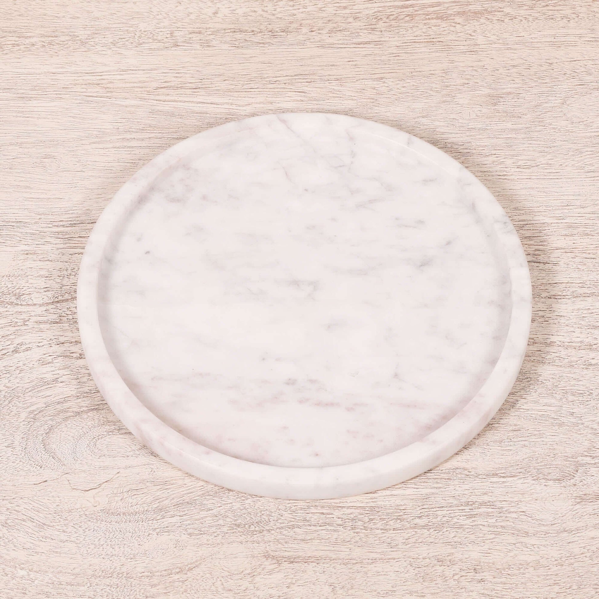 Round 25cm Natural Veined Marble Tray
