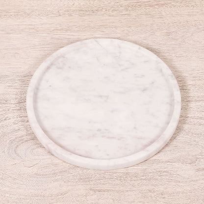 Round 25cm Natural Veined Marble Tray