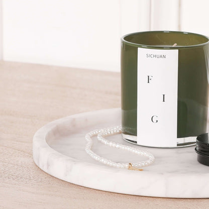 Round 25cm Natural Veined Marble Tray