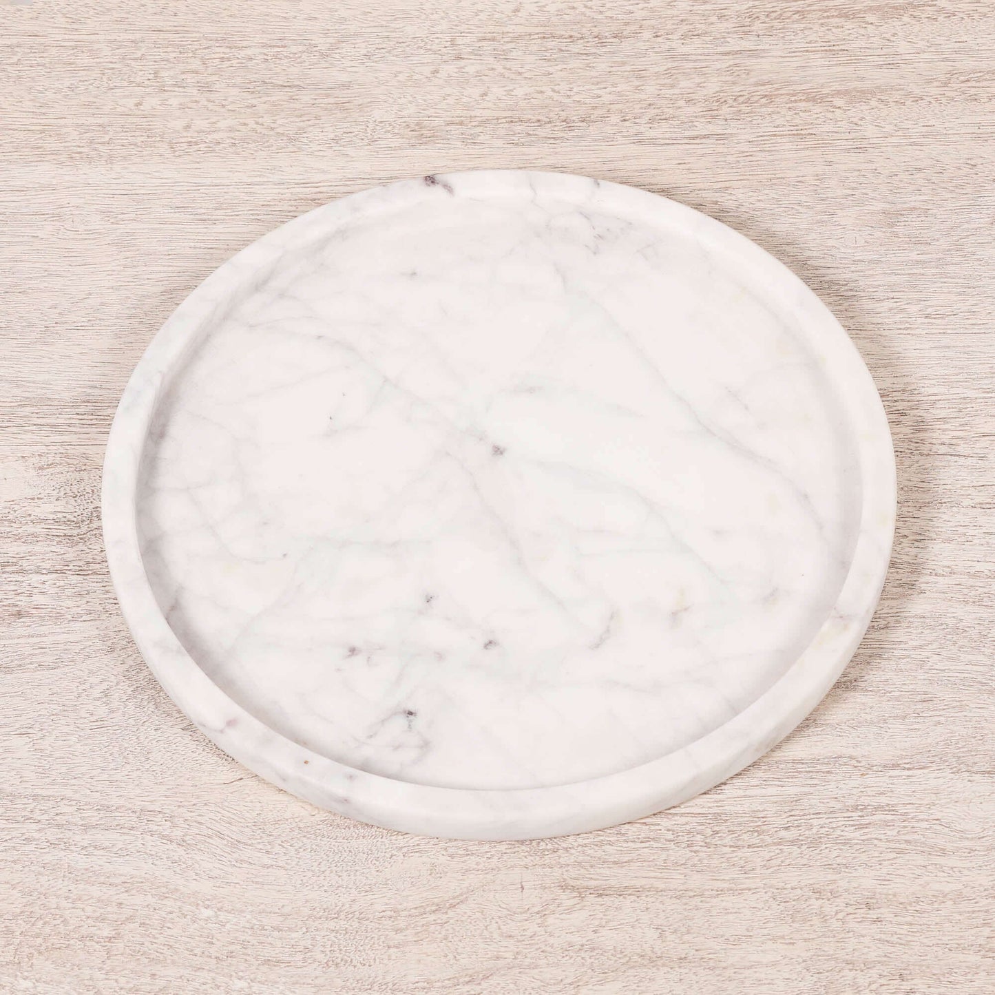 Round 30cm Natural Veined Marble Tray