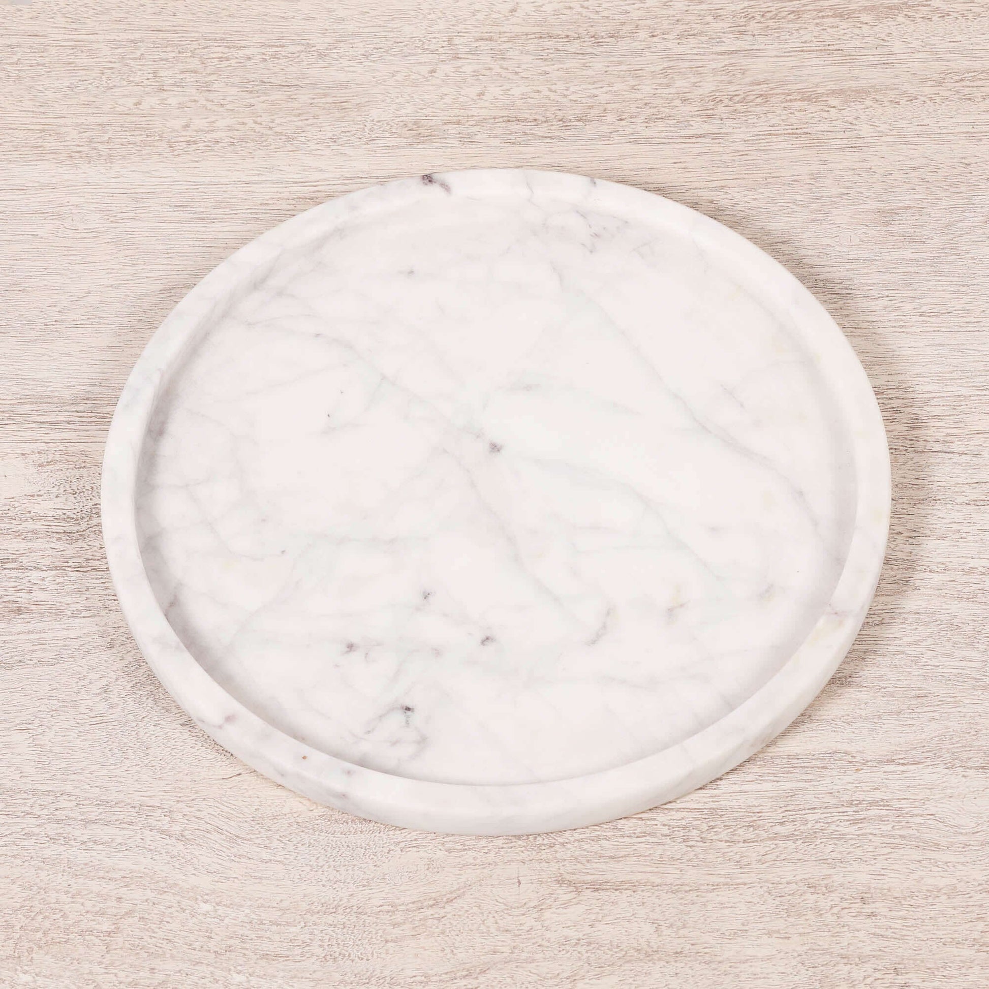 Round 30cm Natural Veined Marble Tray