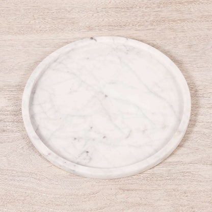 Round 30cm Natural Veined Marble Tray