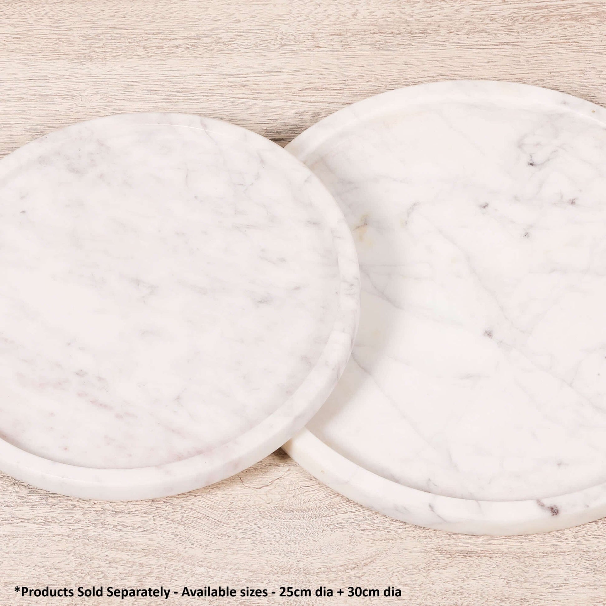 Round 25cm Natural Veined Marble Tray