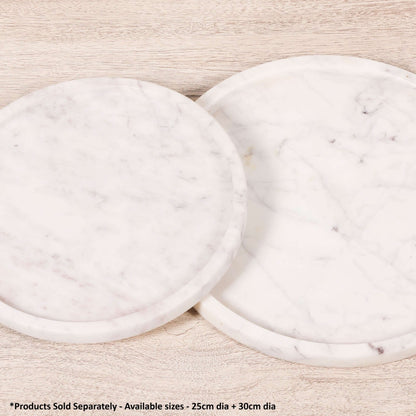 Round 30cm Natural Veined Marble Tray