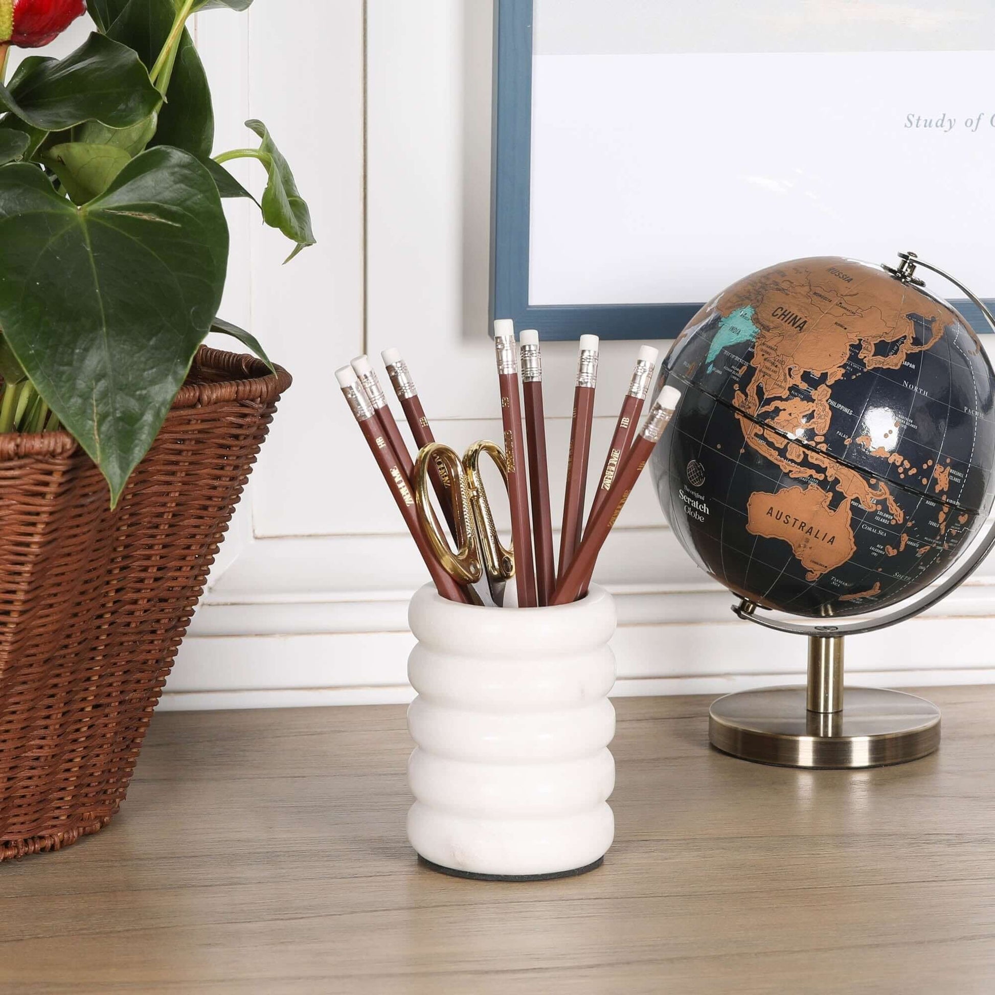 Natural White Marble Beehive Storage Holder