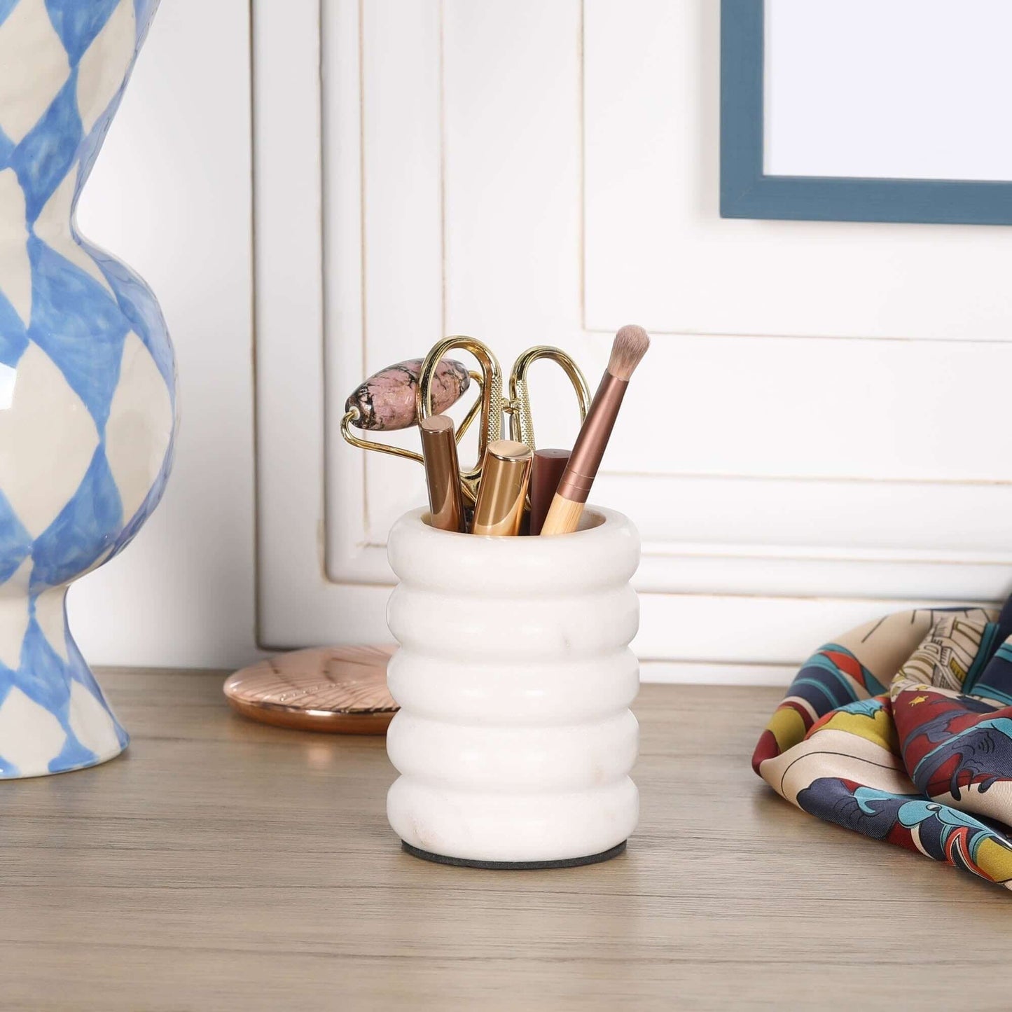 Natural White Marble Beehive Storage Holder