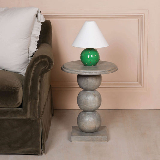 Rustic Wooden Stacked Ball Side Occasional Table