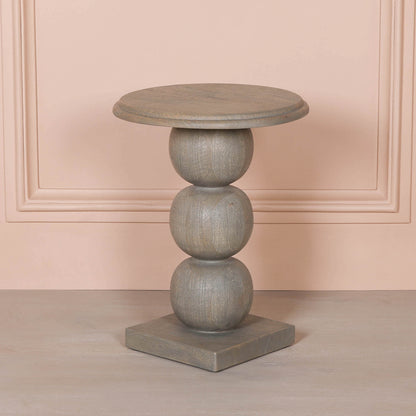 Rustic Wooden Stacked Ball Side Occasional Table