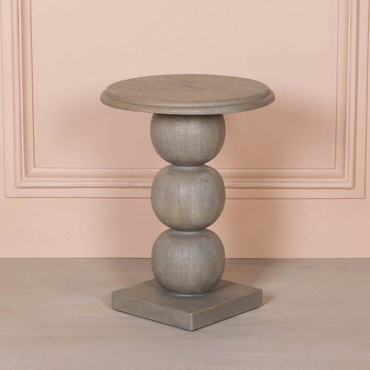 Rustic Wooden Stacked Ball Side Occasional Table