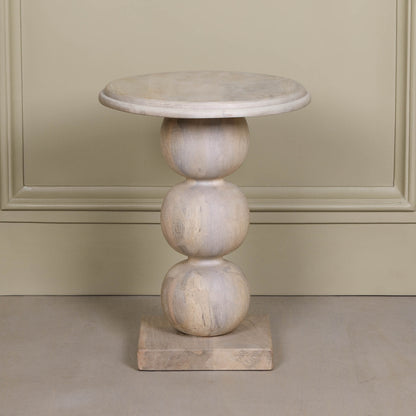 Blanchie Wooden Stacked Ball Side Occasional Table