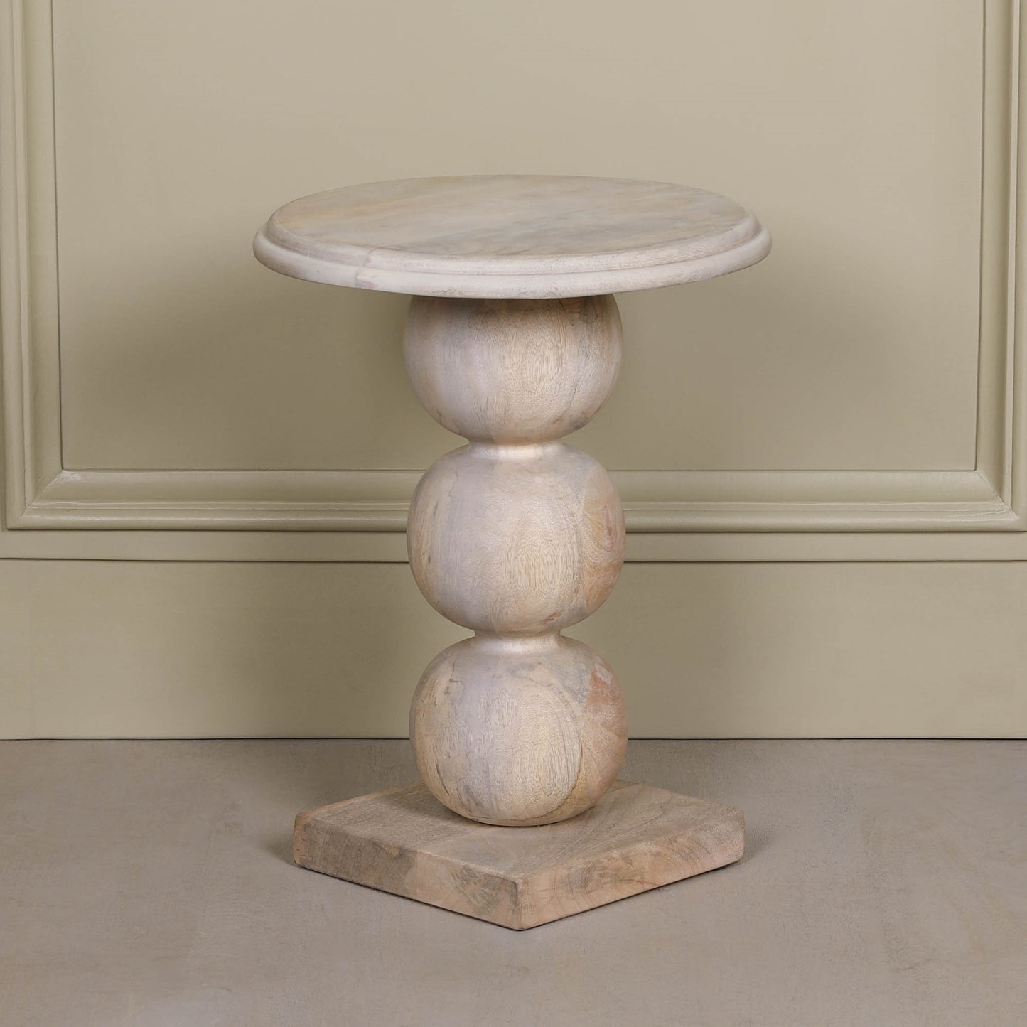 Blanchie Wooden Stacked Ball Side Occasional Table
