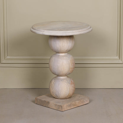 Blanchie Wooden Stacked Ball Side Occasional Table