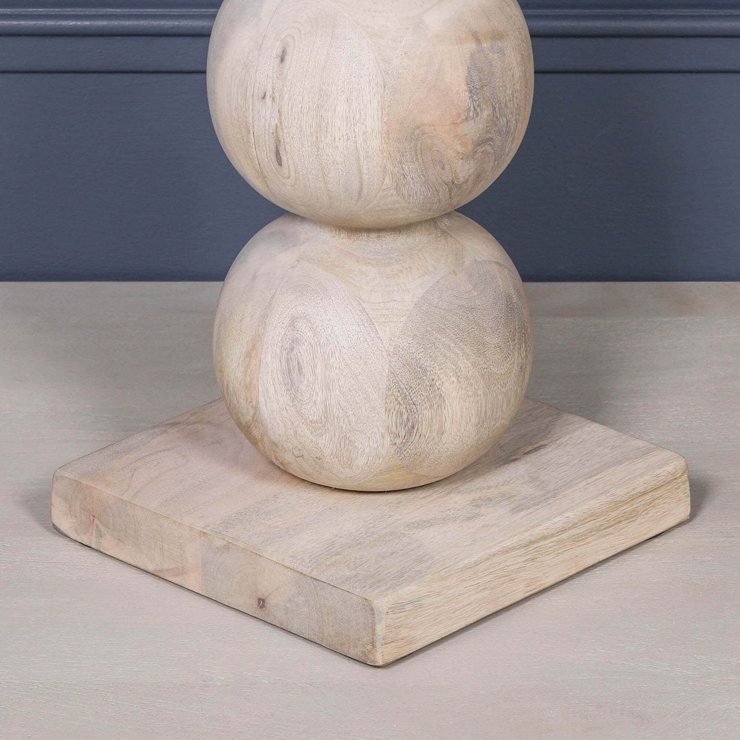 Blanchie Finish Wooden Occasional Side Table with Ball Shaped Column