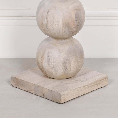 Blanchie Finish Wooden Occasional Side Table with Ball Shaped Column