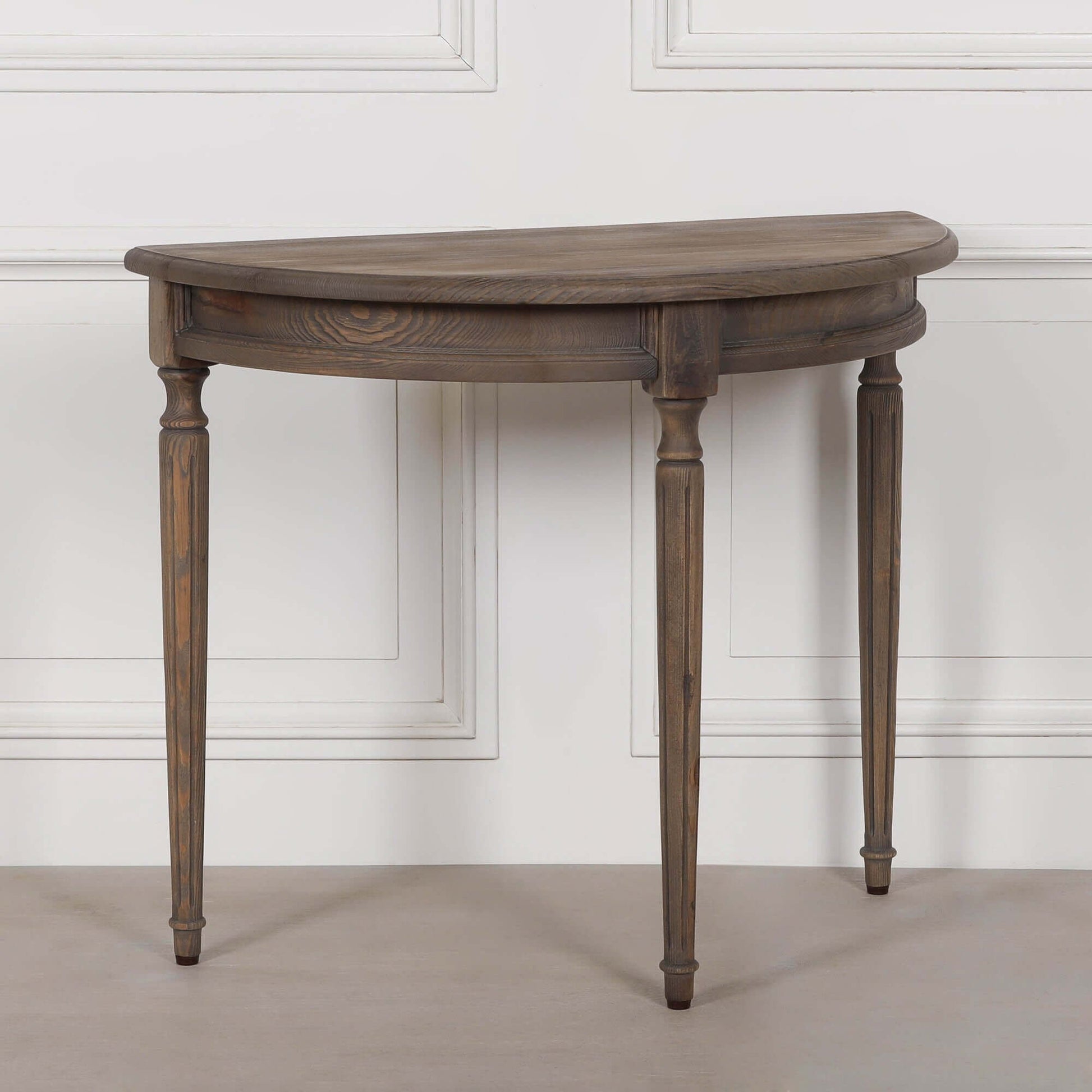Rustic Pine Wooden Demi Lune Console