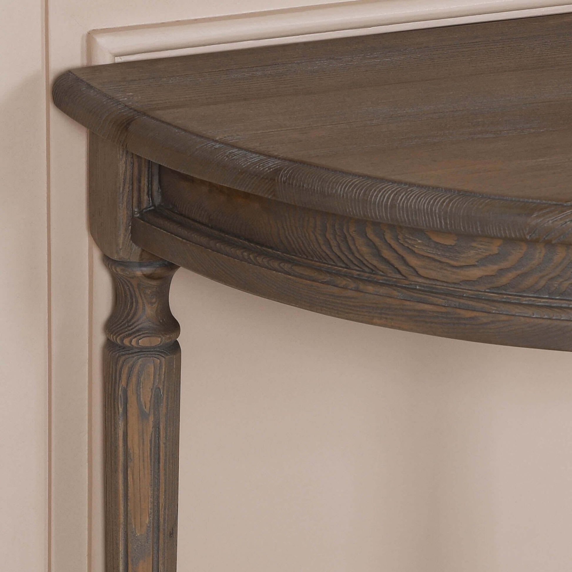 Rustic Pine Wooden Demi Lune Console