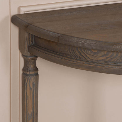 Rustic Pine Wooden Demi Lune Console
