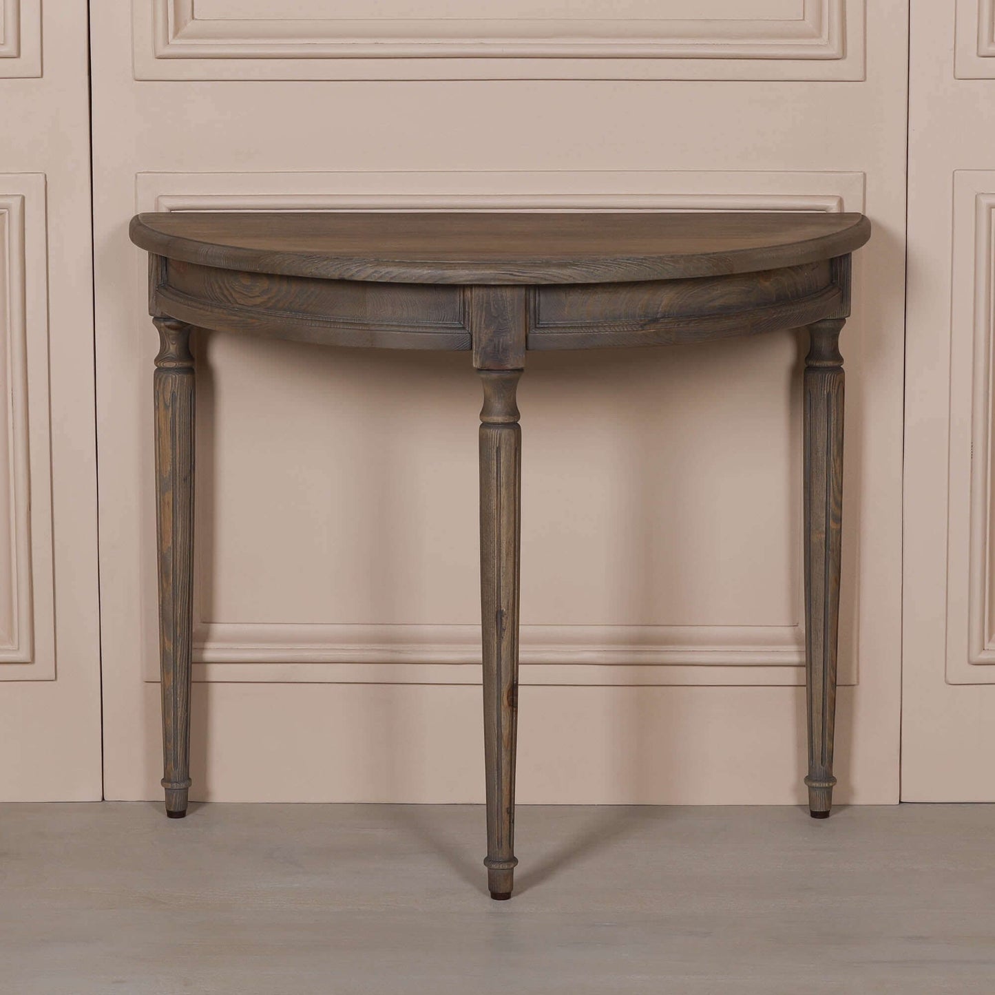 Rustic Pine Wooden Demi Lune Console