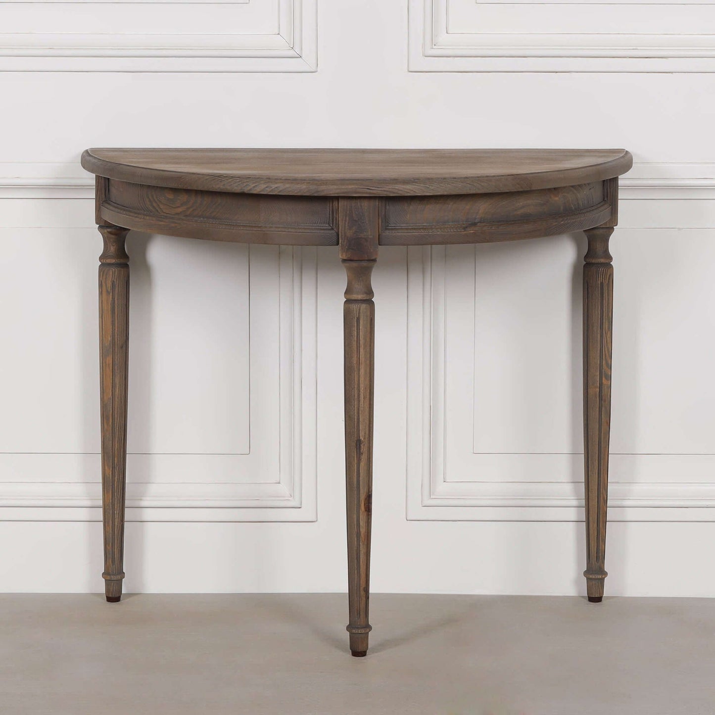 Rustic Pine Wooden Demi Lune Console