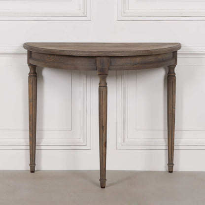 Rustic Pine Wooden Demi Lune Console
