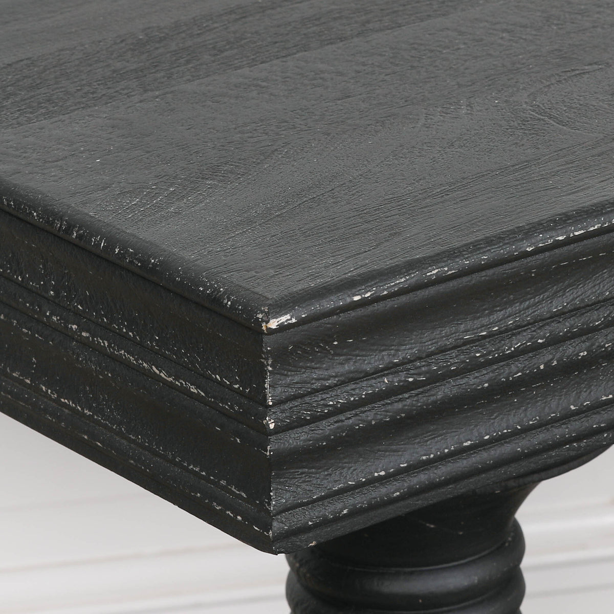 180cm Black Distressed Console Table with Drawers