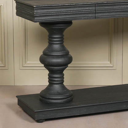 180cm Black Distressed Console Table with Drawers