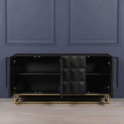 Black Wooden Diamond Pattern Sideboard